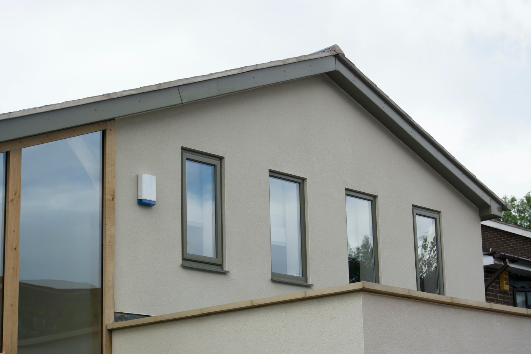 Deep green coloured windows