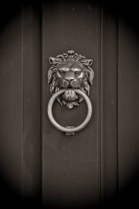 Lion shaped door knocker